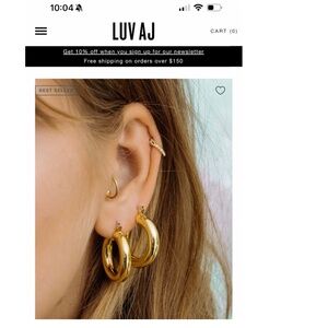 Luv AJ - Baby Amalfi Tube Hoops - Gold - Super Lightweight - Never Worn